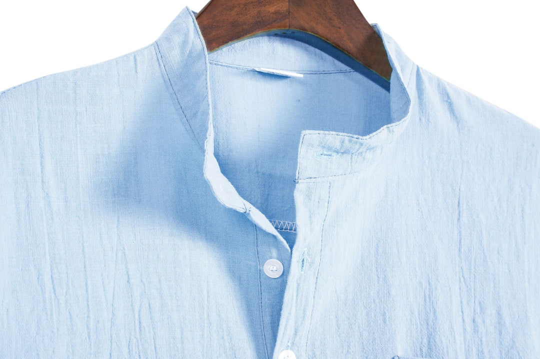 Damer långärmad skjorta med modern Henley-krage och praktisk bröstficka Mirla-Eva Jonsson