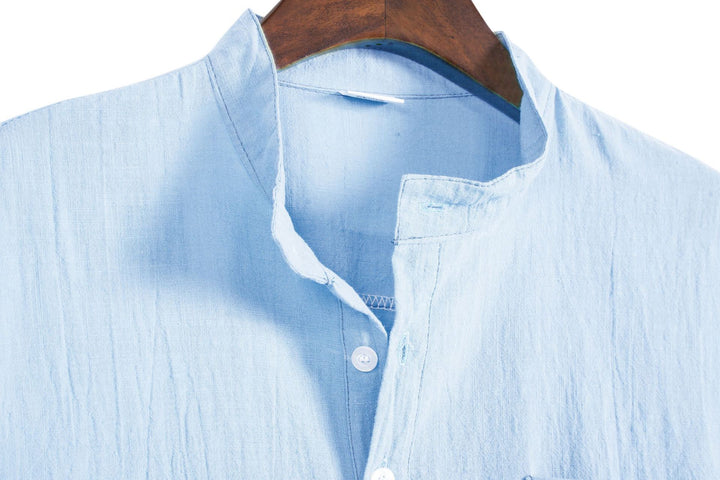 Damer långärmad skjorta med modern Henley-krage och praktisk bröstficka Mirla-Eva Jonsson