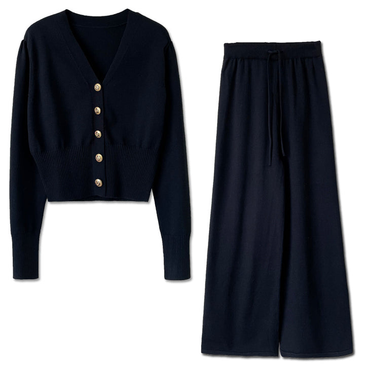 Damer långärmad stickad jumpsuit med elastisk midja Mirla-Eva Jonsson