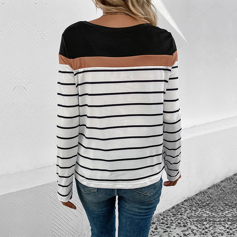 Damer långärmad t-shirt med modernt randmönster och elastiska muddar Mirla-Eva Jonsson