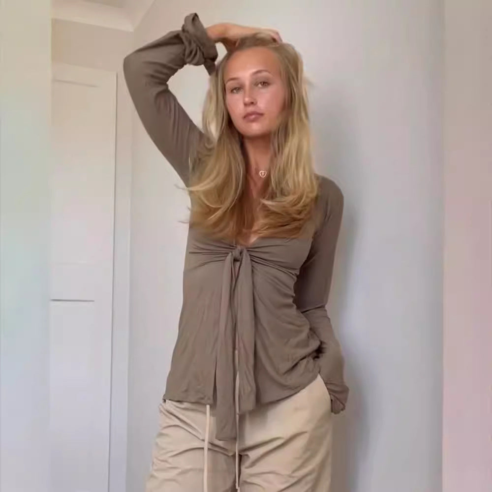 Damer långärmad topp med knutdetalj Eva Jonsson-Eva Jonsson
