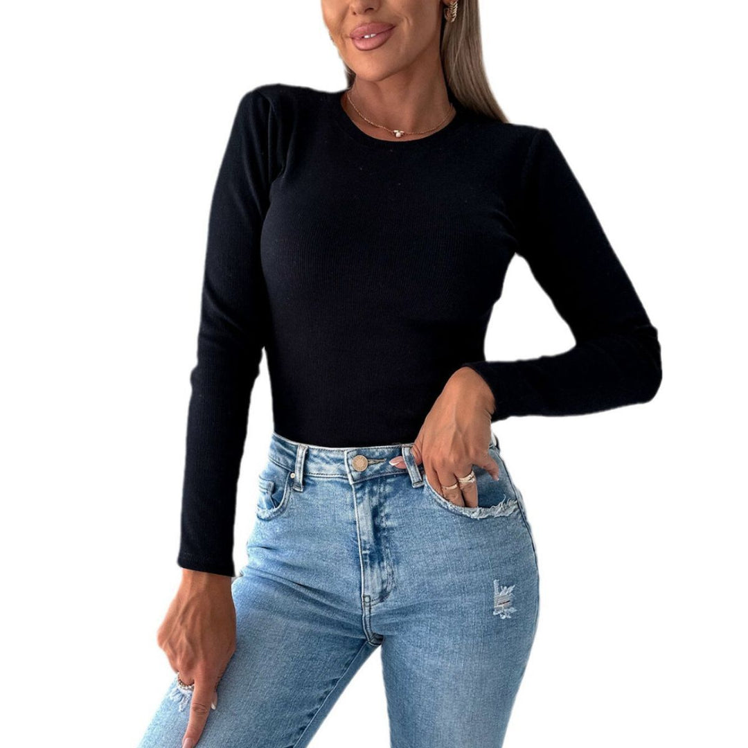 Damer långärmad topp med smal passform och ribbad struktur Mirla-Eva Jonsson