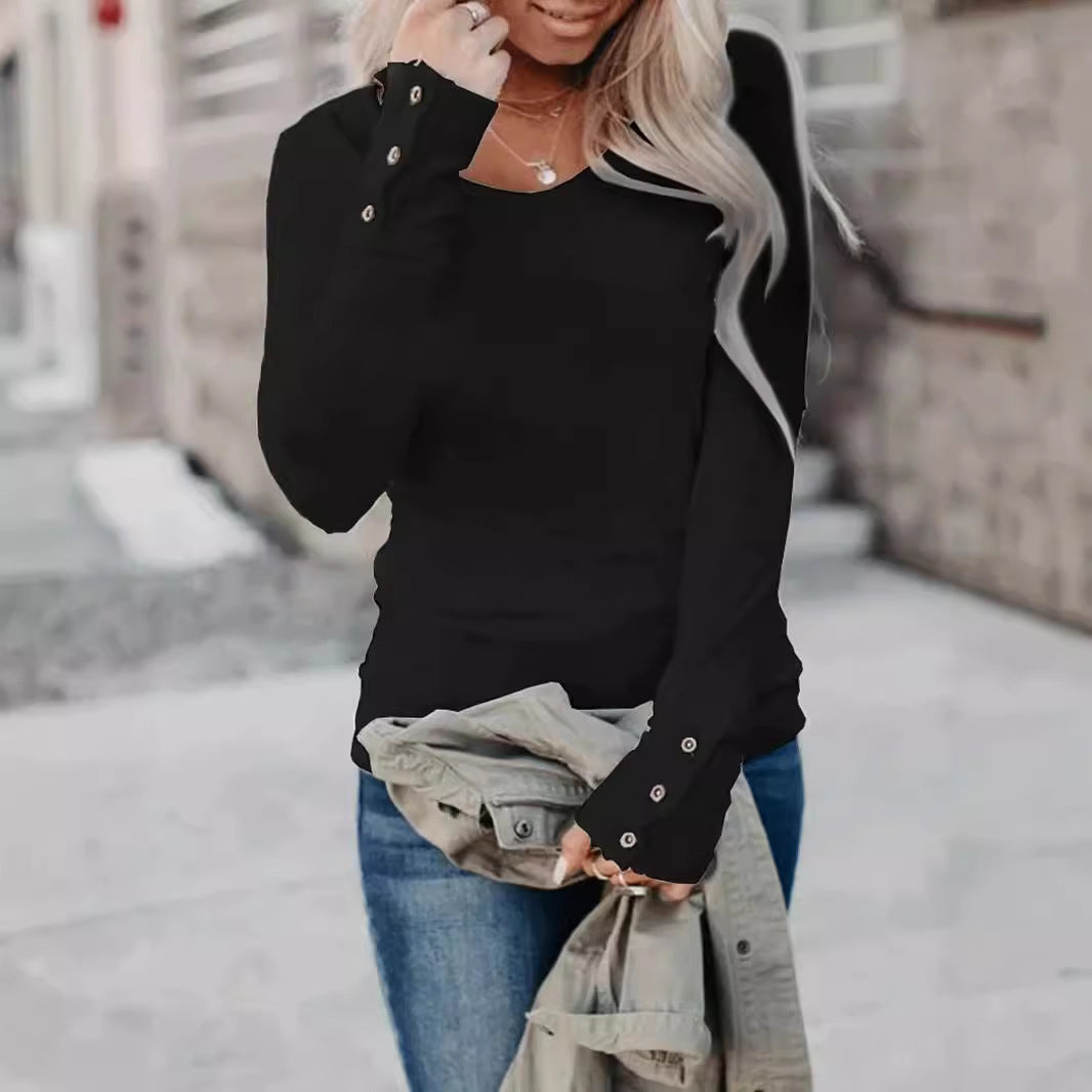 Damer långärmad tröja med eleganta knapppdetaljer Mirla-Eva Jonsson
