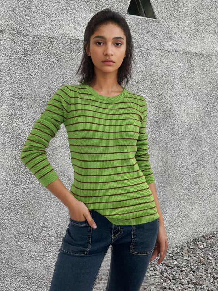 Damer långärmad tröja med fina ränder och vid passform Eva Jonsson-Eva Jonsson