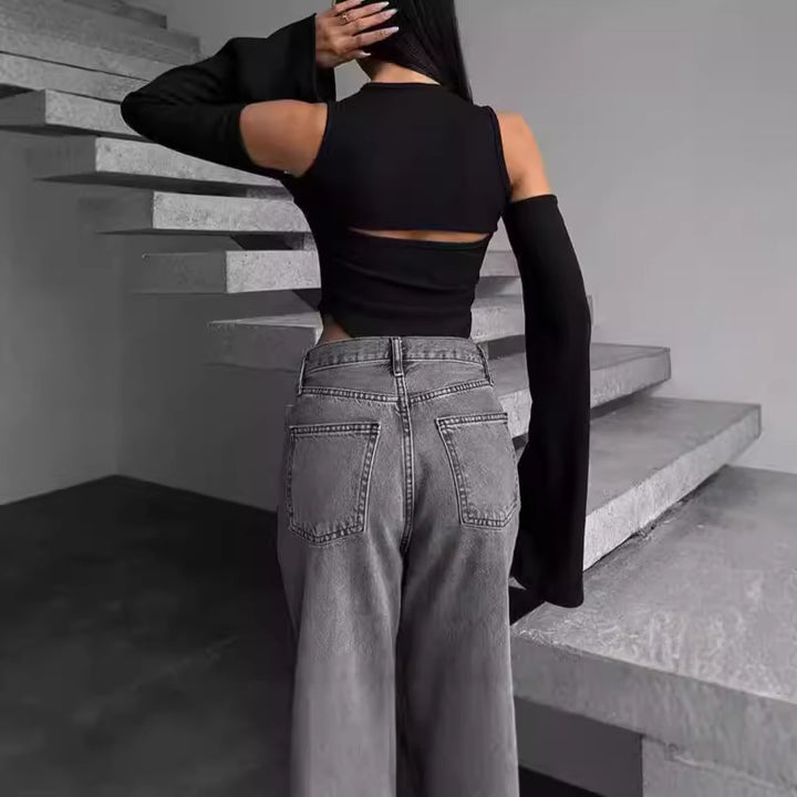 Damer långärmad tröja med innovativ cut-out-design och smala ärmar Eva Jonsson-Eva Jonsson