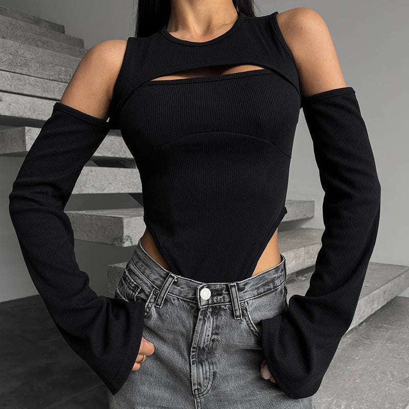 Damer långärmad tröja med innovativ cut-out-design och smala ärmar Eva Jonsson-Eva Jonsson