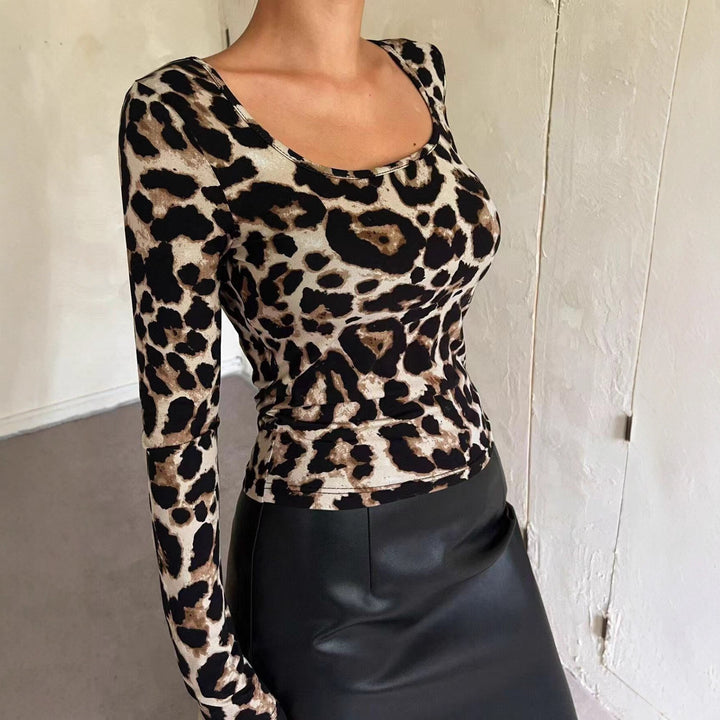Damer långärmad tröja med leopardmönster Mirla-Eva Jonsson