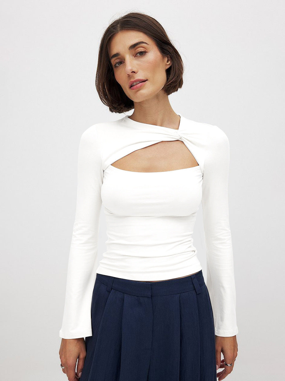Damer långärmad tröja med smart cut-out och wrappedesign Mirla-Eva Jonsson