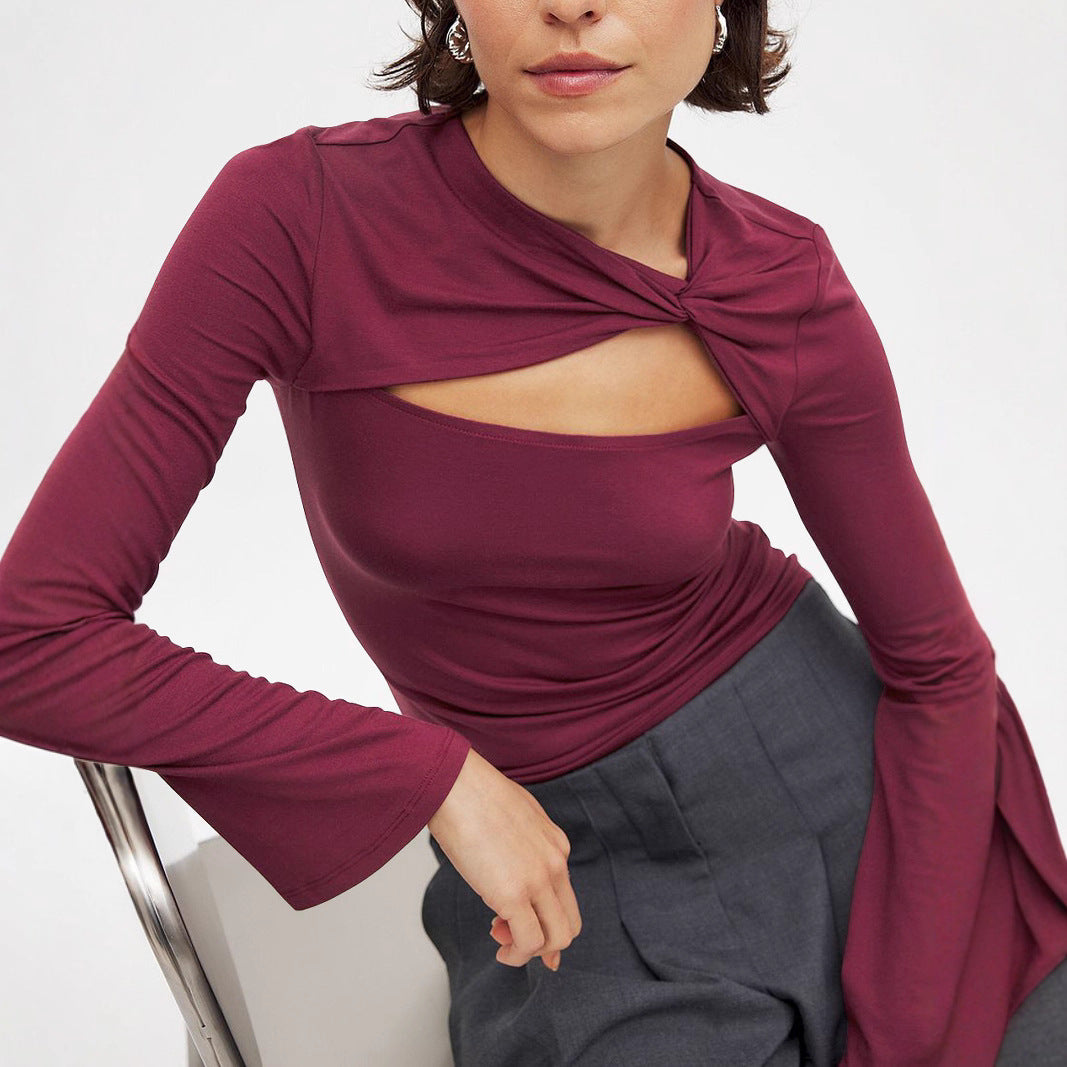 Damer långärmad tröja med smart cut-out och wrappedesign Mirla-Eva Jonsson