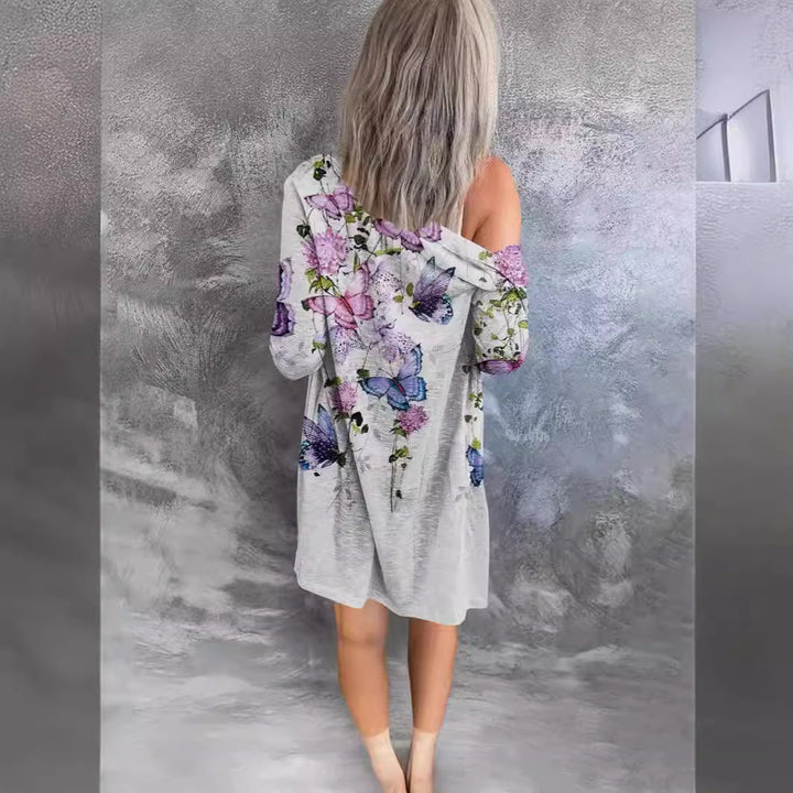 Damer längre blusjacka med blommönster Mirla-Eva Jonsson