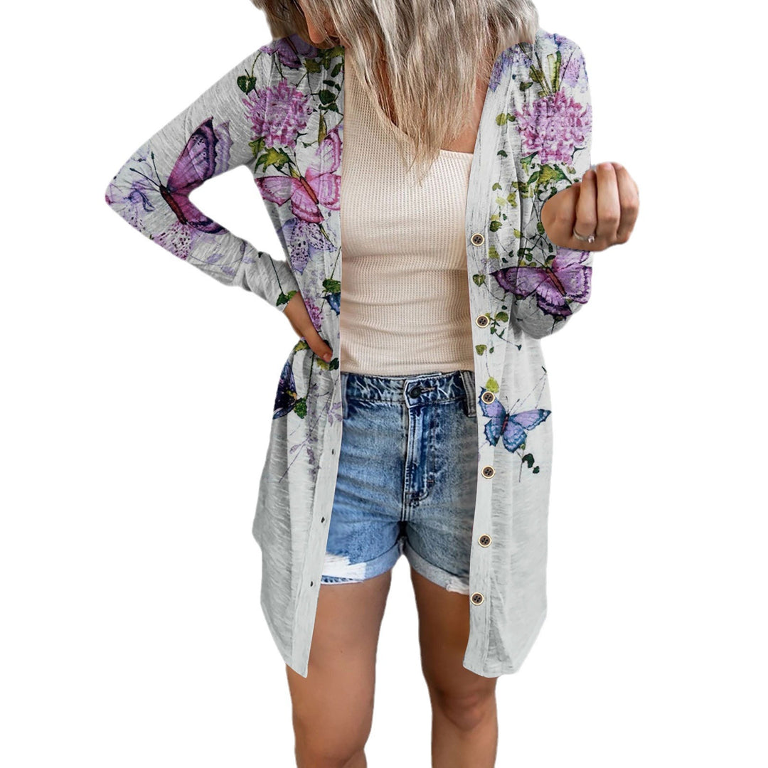 Damer längre blusjacka med blommönster Mirla-Eva Jonsson
