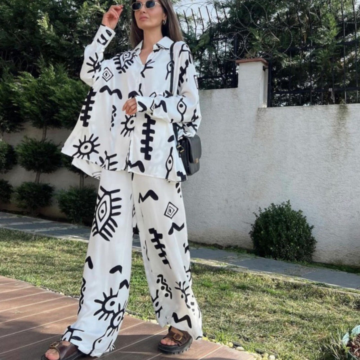 Damer lår-lång kostym pyjamas-set Mirla-Eva Jonsson