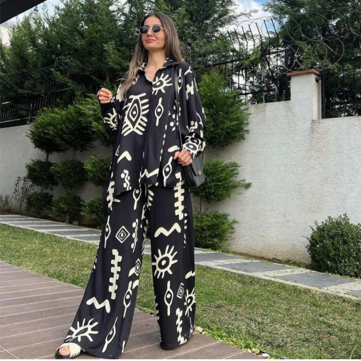 Damer lår-lång kostym pyjamas-set Mirla-Eva Jonsson