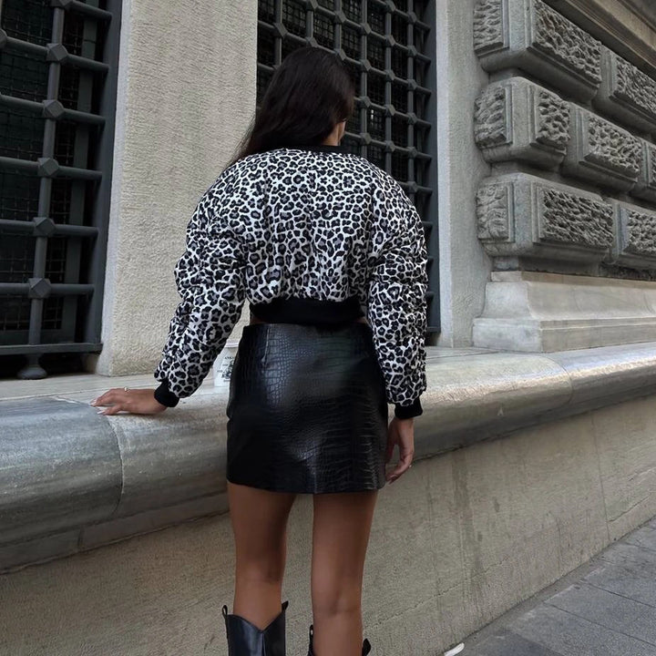 Damer lätt kort jacka med leopardmönster Eva Jonsson-Eva Jonsson