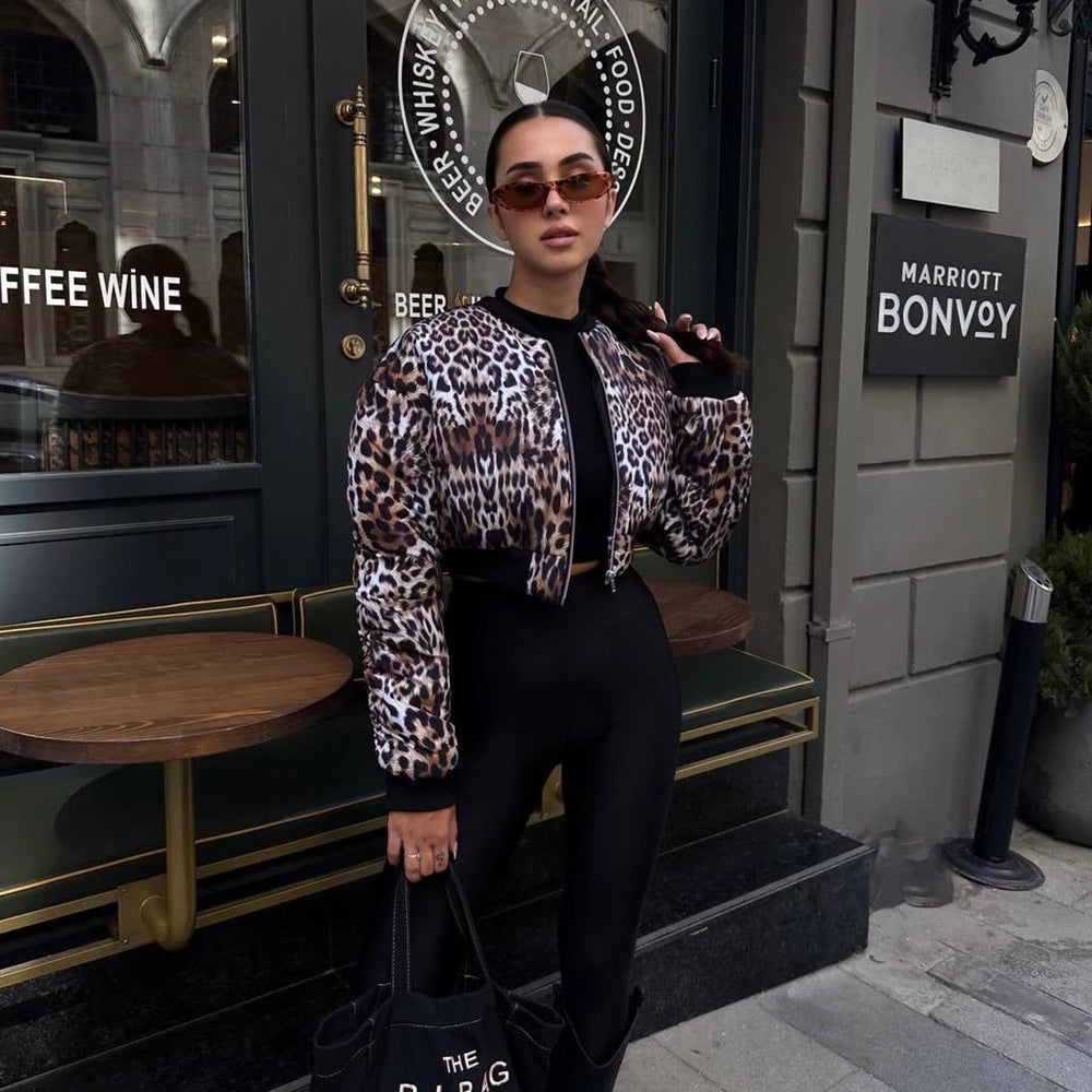 Damer lätt kort jacka med leopardmönster Eva Jonsson-Eva Jonsson