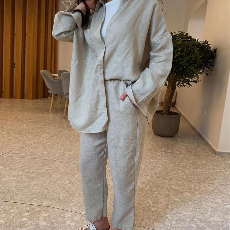 Damer lätt linne lounge wear med lös passform Mirla-Eva Jonsson