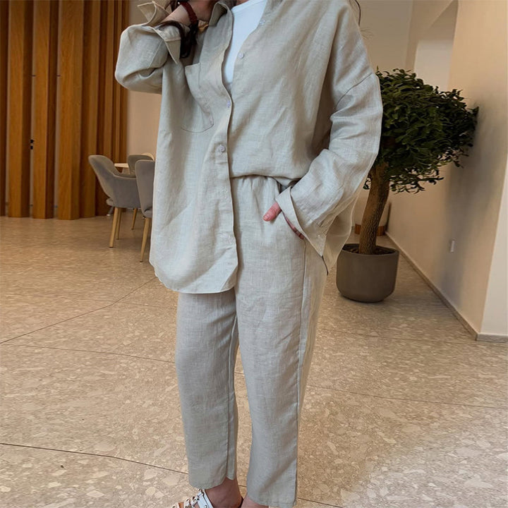 Damer lätt linne lounge wear med lös passform Mirla-Eva Jonsson