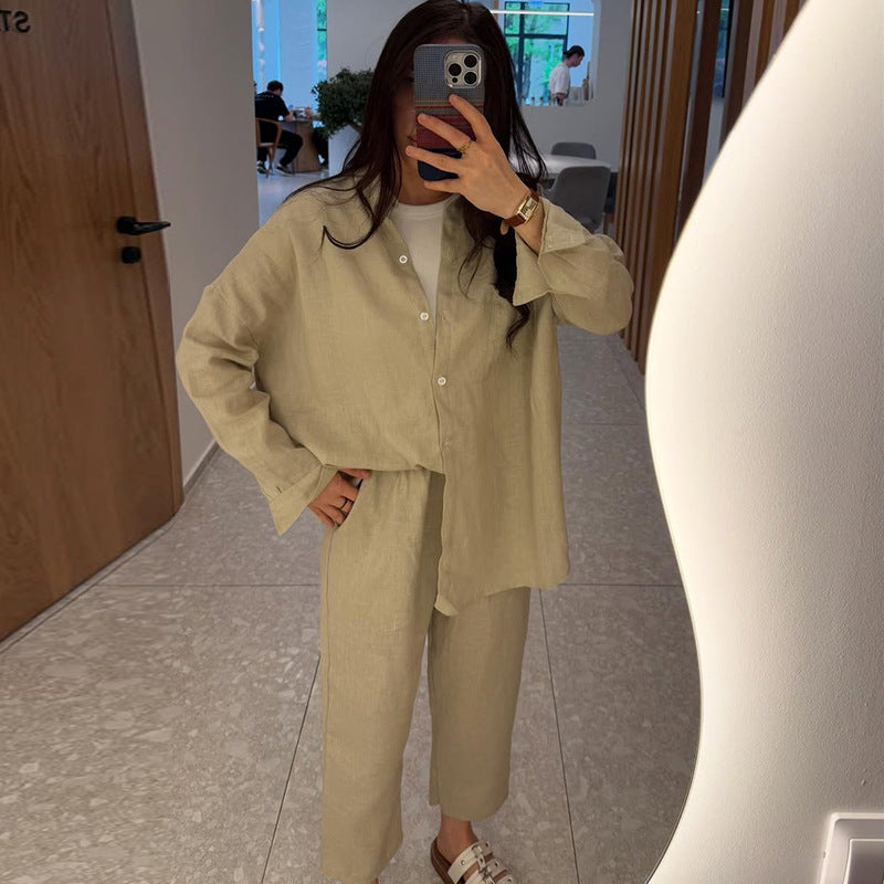 Damer lätt linne lounge wear med lös passform Mirla-Eva Jonsson