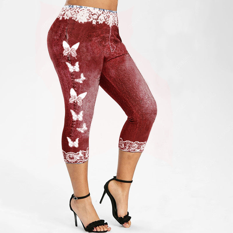 Damer leggings i jeanstyg med unik fjärilsdesign Mirla-Eva Jonsson