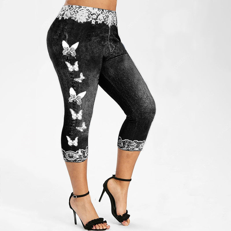 Damer leggings i jeanstyg med unik fjärilsdesign Mirla-Eva Jonsson