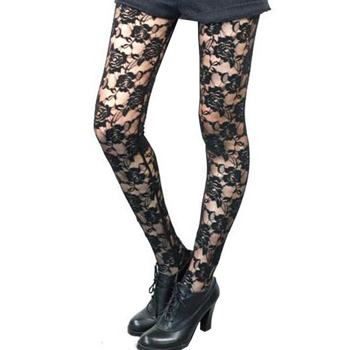 Damer leggings med eleganta spetsdetaljer och hög midja Mirla-Eva Jonsson