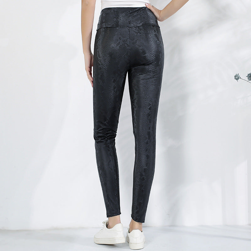 Damer leggings med glittrande leopardmönster och hög midja Mirla-Eva Jonsson