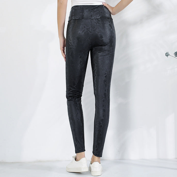 Damer leggings med glittrande leopardmönster och hög midja Mirla-Eva Jonsson