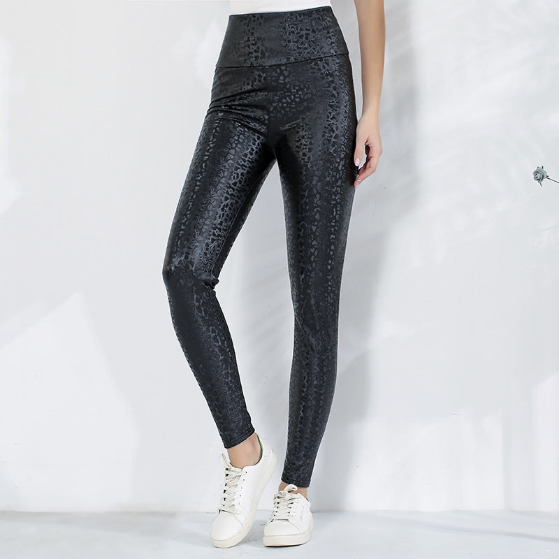 Damer leggings med glittrande leopardmönster och hög midja Mirla-Eva Jonsson