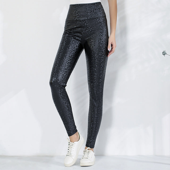 Damer leggings med glittrande leopardmönster och hög midja Mirla-Eva Jonsson