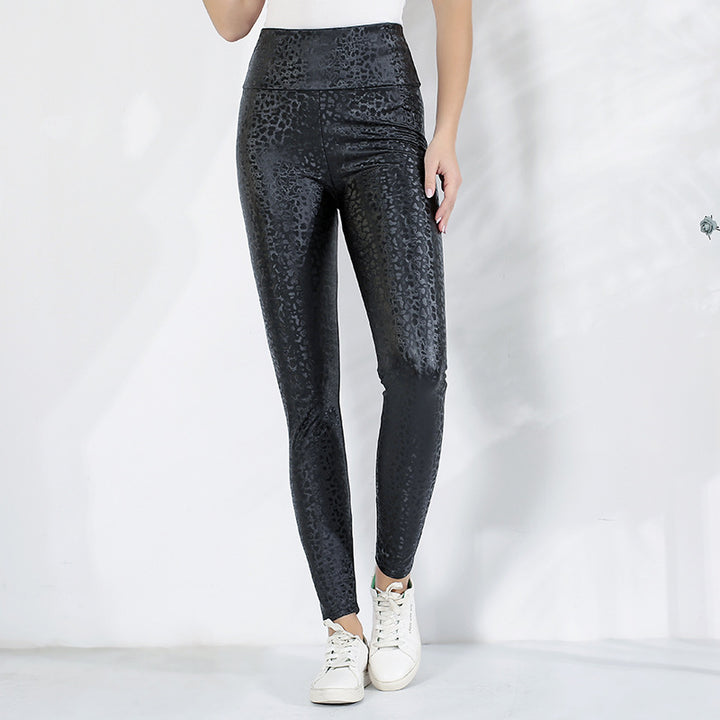 Damer leggings med glittrande leopardmönster och hög midja Mirla-Eva Jonsson