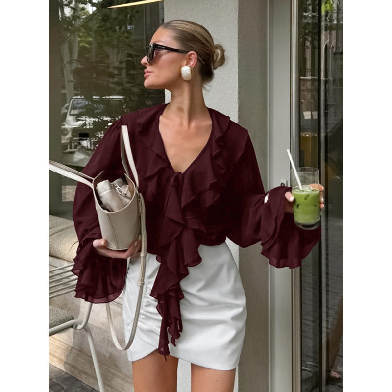 Damer lekfull blus med volanger Mirla-Eva Jonsson
