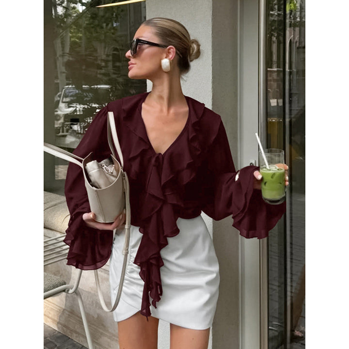 Damer lekfull blus med volanger Mirla-Eva Jonsson