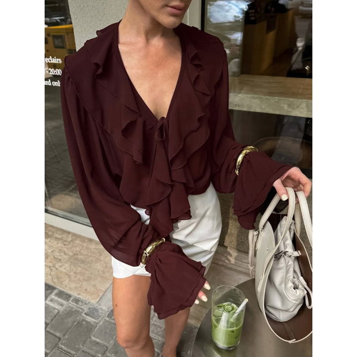 Damer lekfull blus med volanger Mirla-Eva Jonsson