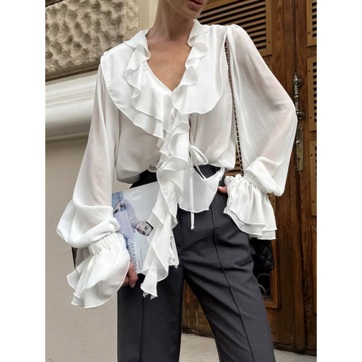 Damer lekfull blus med volanger Mirla-Eva Jonsson