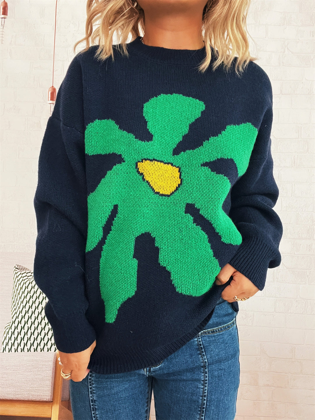 Damer lekfull cardigan med floral applikation Eva Jonsson-Eva Jonsson