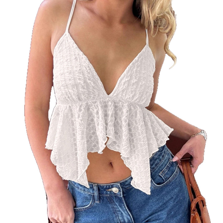 Damer lekfullt Crop-Top med eleganta volangdetaljer Mirla-Eva Jonsson