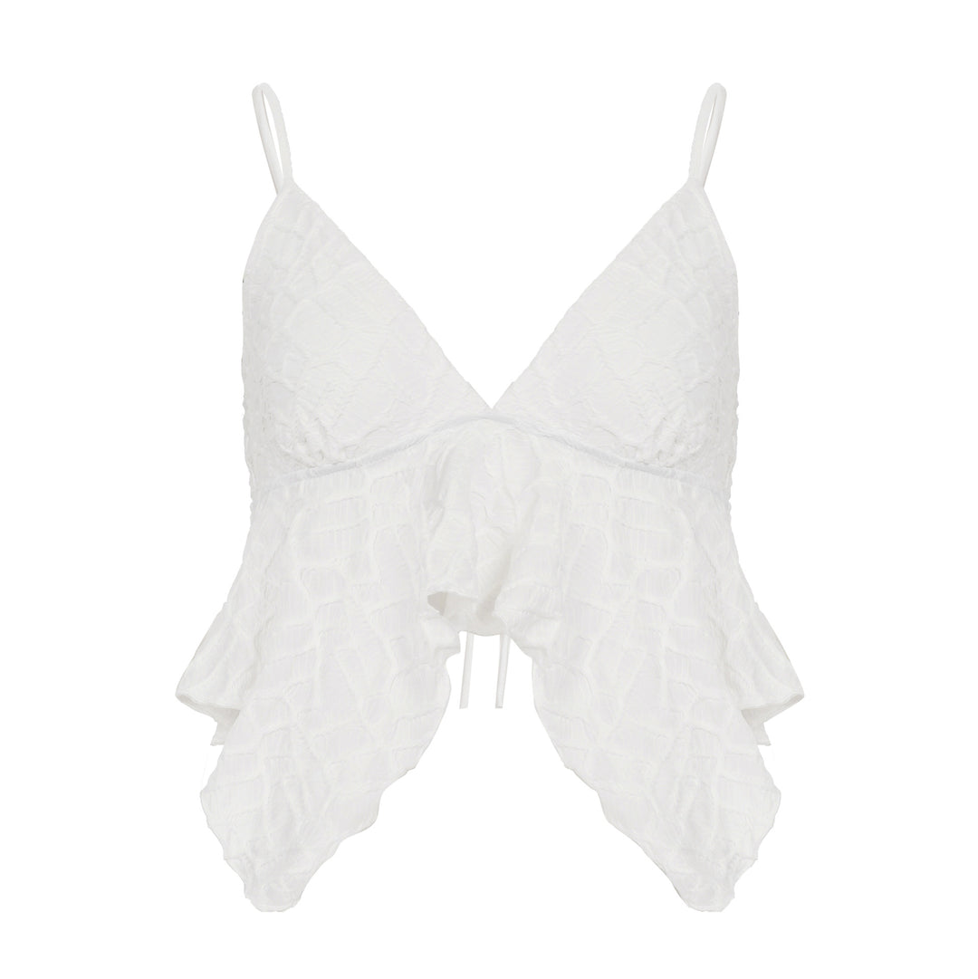 Damer lekfullt Crop-Top med eleganta volangdetaljer Mirla-Eva Jonsson