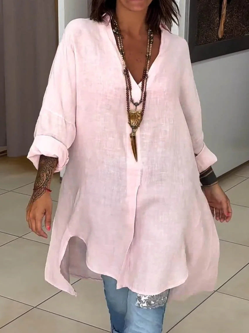 Damer linne tunika med asymmetrisk snitt och eleganta detaljer Eva Jonsson-Eva Jonsson
