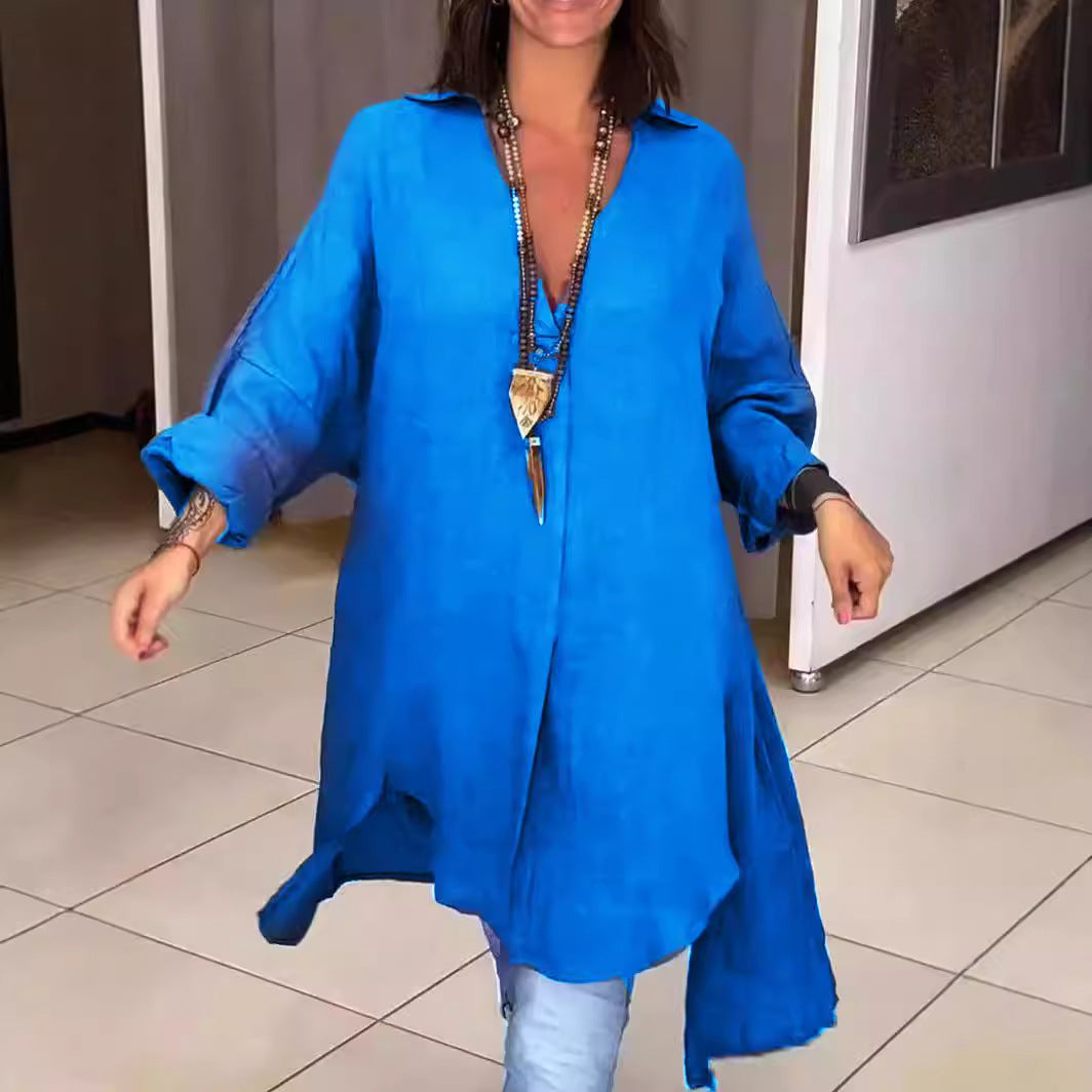 Damer linne tunika med asymmetrisk snitt och eleganta detaljer Eva Jonsson-Eva Jonsson