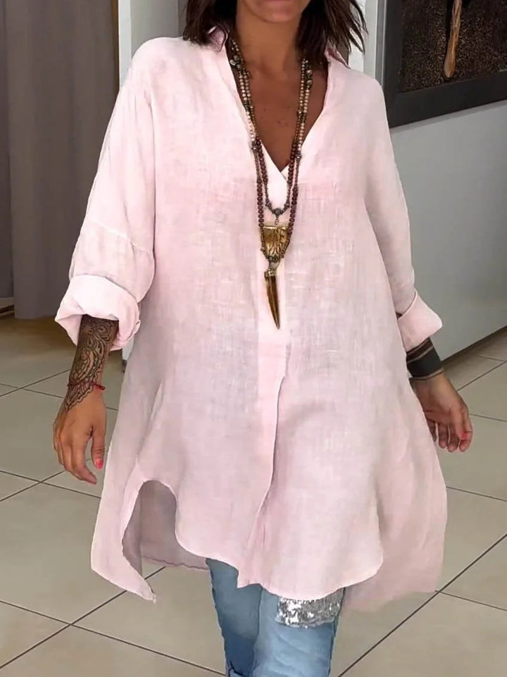 Damer linne tunika med asymmetrisk snitt och eleganta detaljer Mirla-Eva Jonsson