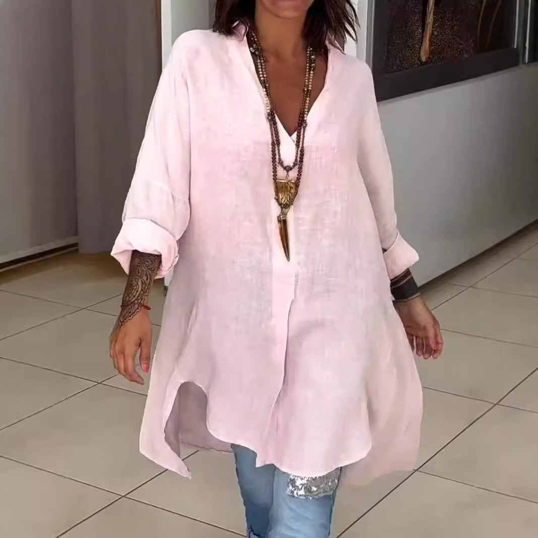 Damer linne tunika med asymmetrisk snitt och eleganta detaljer Mirla-Eva Jonsson