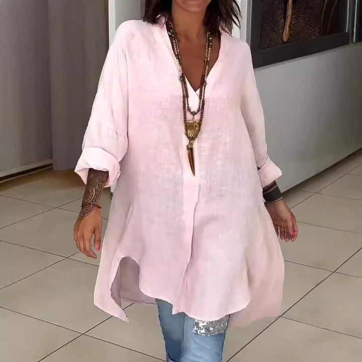 Damer linne tunika med asymmetrisk snitt och eleganta detaljer Mirla-Eva Jonsson