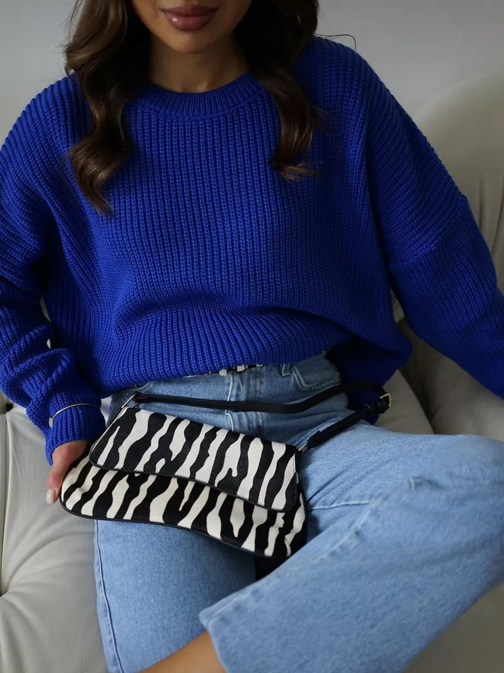 Damer lös oversized stickad tröja med avslappnad passform Mirla-Eva Jonsson