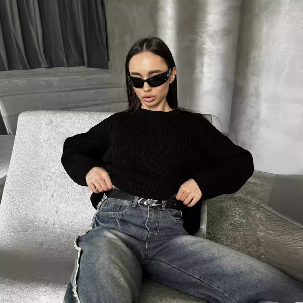 Damer lös oversized stickad tröja med avslappnad passform Mirla-Eva Jonsson