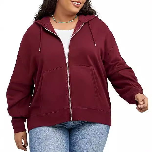 Damer lös passande hoodie med genomgående dragkedja och praktiska fickor Eva Jonsson-Eva Jonsson
