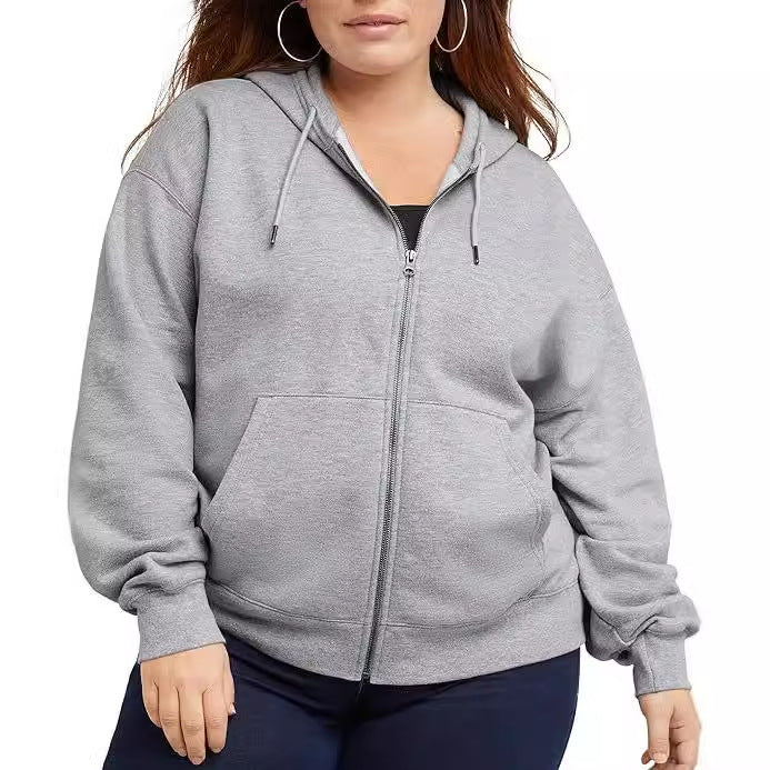 Damer lös passande hoodie med genomgående dragkedja och praktiska fickor Eva Jonsson-Eva Jonsson