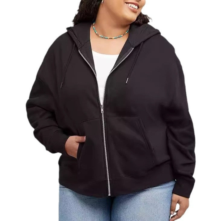 Damer lös passande hoodie med genomgående dragkedja och praktiska fickor Eva Jonsson-Eva Jonsson