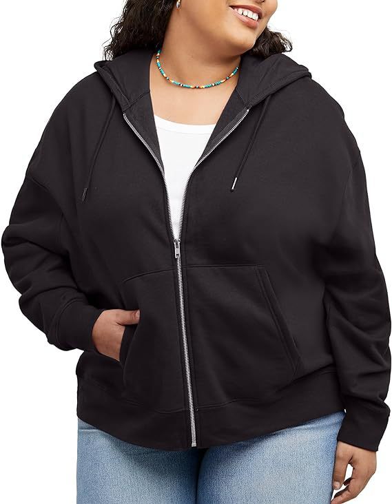 Damer lös passande hoodie med genomgående dragkedja och praktiska fickor Eva Jonsson-Eva Jonsson