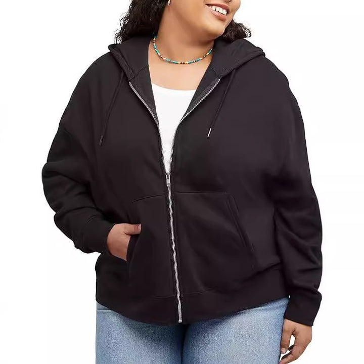 Damer lös passande hoodie med genomgående dragkedja och praktiska fickor Eva Jonsson-Eva Jonsson