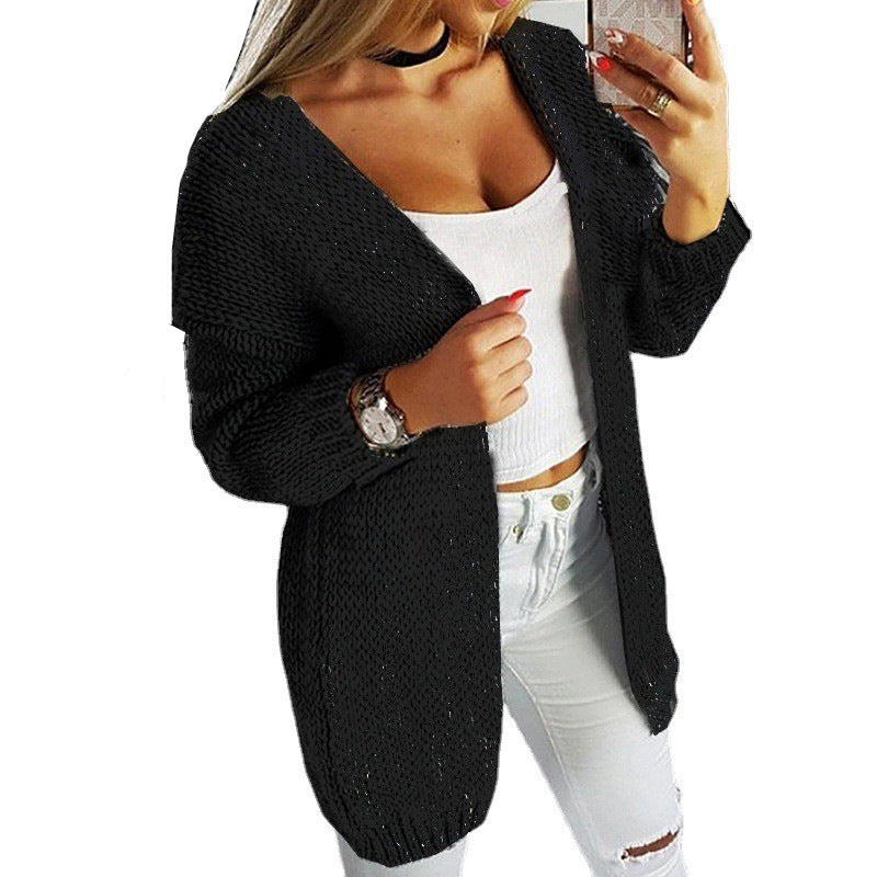 Damer lös stickad cardigan med mjukt material och avslappnad snitt Mirla-Eva Jonsson